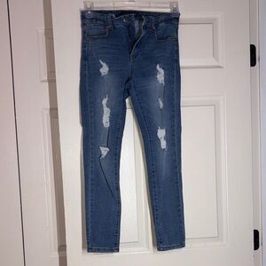 Aeropostale Women's Distressed Skinny Jeans - Blue